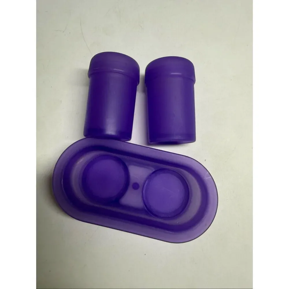 Rare Vintage Purple Salt And Pepper Shaker With Holder